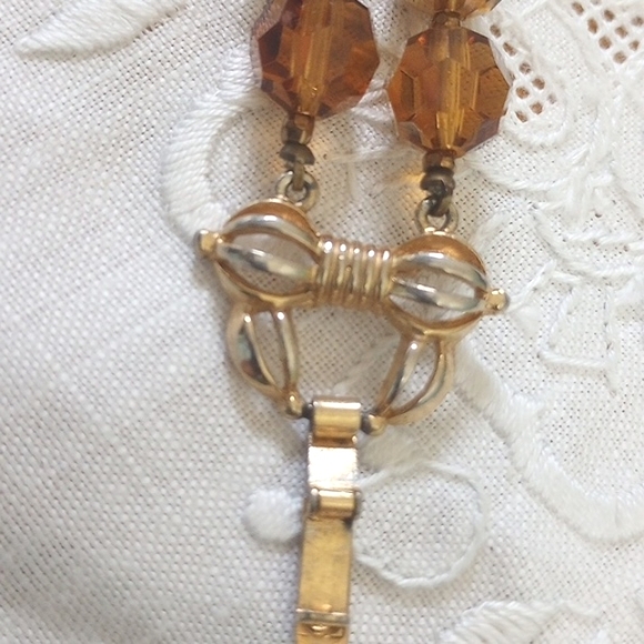 Vintage MARVELLA 2- Strand Deep Amber, grey faceted Crystal glass Beads BRACELET - Picture 8 of 9